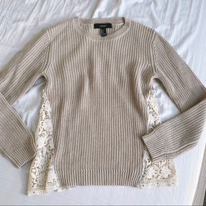 Forever 21 knitted sweater with lace sides